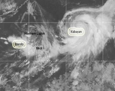 Luzon in between Typhoon Kabayan and Tropical Depression Lando