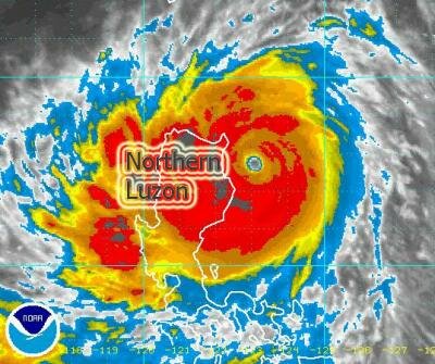 As of 6 P.M. tonight, Mina's center was located 91 kilometers East-Northeast of Palanan Bay, Isabels or 193 kilometers Northeast of Casiguran, Aurora at coordinates 17.5º North Latitude 123.3º East Longitude. (From typhoon2000.com)