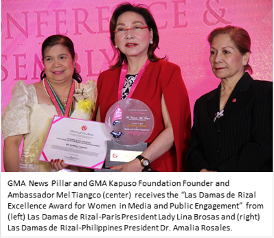 GMA News Pillar Mel Tiangco receives Las Damas de Rizal Excellence Award